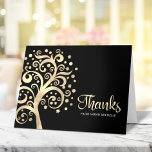 Bat Mitzvah Black Gold Foil Tree of Life Script Thank You Card<br><div class="desc">Make sure your favourite Bat Mitzvah shows her appreciation to all who supported her milestone event! Send out this sophisticated, personalised thank you card! A graphic faux gold foil tree with sparkly Star of David and dot “leaves”, along with gold foil calligraphy script, overlays a rich, black background. Faux gold...</div>