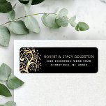 Bat Mitzvah Black Gold Tree of Life Return Address Return Address Label<br><div class="desc">Be proud, rejoice and showcase this milestone of your favourite Bat Mitzvah with this fun, sophisticated, personalised return address label! A graphic faux gold foil tree with sparkly Star of David and dot “leaves”, along with sans serif typography, overlays a rich, sophisticated, black background. Personalise the custom text with your...</div>