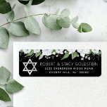 Bat Mitzvah Black Silver Floral Return Address Return Address Label<br><div class="desc">Be proud, rejoice and celebrate this milestone of your favourite Bat Mitzvah whenever you use this sophisticated, personalised return address label! A chic, stunning, white and faux silver glitter floral watercolor, faux silver foil Star of David, and white sans serif typography overlay a dramatic black background Personalise the custom text...</div>