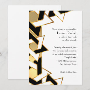 Bat Mitzvah Black White Star of David on Any Colou Invitation