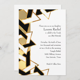 Bat Mitzvah Black White Star of David on Any Colou Invitation