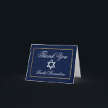 Bat Mitzvah Blue and Gold Note Thank You Card<br><div class="desc">Bat Mitzvah Blue and Gold Thank You Note Card</div>