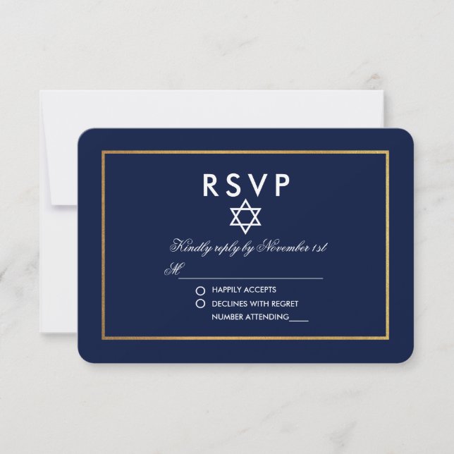 Bat Mitzvah Blue and Gold RSVP (Front)