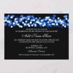 Bat Mitzvah Blue Hollywood Glam Invitation