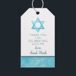 Bat Mitzvah Blue Opal Magen David Thank You Gift Tags<br><div class="desc">Personalise these faux watercolor blue opal Magen David accent thank you gift tags as a special custom touch to your Bat Mitzvah party plans. Deep blue text on a white background can be customised independently: on the front, the "thank you for celebrating with me" message in a simple sans sherif...</div>