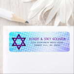Bat Mitzvah Blue Purple Gradient Retro Fun Address Return Address Label<br><div class="desc">Be proud, rejoice and showcase this milestone of your favourite Bat Mitzvah with this boho retro, personalised return address label! Fun, trendy, bold purple and navy blue typography with modern sans serif typography overlay a background of pop light turquoise and purple ombre gradient rays with white dots. Personalise the custom...</div>
