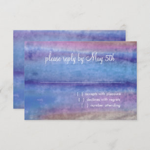 Bat Mitzvah Blue Purple Watercolor Streaks RSVP Card