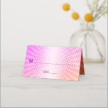 Bat Mitzvah Bold Boho Retro Pink Orange Gradient Place Card<br><div class="desc">No Bat Mitzvah party is complete without personalised place cards. Let your favourite Bat Mitzvah be proud, rejoice and celebrate her milestone at her perfectly coordinated party. Fun, hot pink purple typography and Star of David overlay a background of pop light orange and pink ombre gradient rays with white dots....</div>