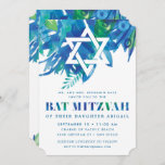 Bat Mitzvah Breeze Invitation<br><div class="desc">Watercolor foliage in blues and greens highlight this Bat Mitzvah Invitation.</div>