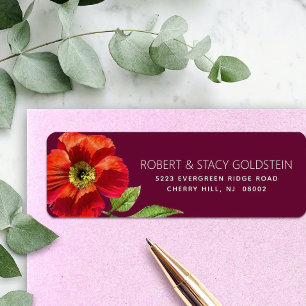 Bat Mitzvah Burgundy Floral Modern Return Address Return Address Label
