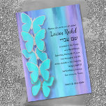 Bat Mitzvah Butterfly Turquoise Purple Watercolor Invitation<br><div class="desc">Bat Mitzvah Butterfly Turquoise Purple Watercolor. Bat Mitzvah designs by Umua. Printed and shipped by Zazzle or its partner.</div>