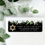 Bat Mitzvah Chic Black Gold Floral Return Address Return Address Label<br><div class="desc">Be proud, rejoice and celebrate this milestone of your favourite Bat Mitzvah whenever you use this sophisticated, personalised return address label! A chic, stunning, white and gold glitter floral watercolor with faux gold foil script typography and Star of David, as well as white san serif type overlay a dramatic black...</div>