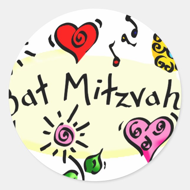 Bat Mitzvah Classic Round Sticker (Front)