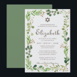 Bat Mitzvah Classic Script Watercolor Foliage Invitation<br><div class="desc">Composed of elegant serif and cursive script typography on a watercolor greenery green foliage botanical frame. 

This is designed by Select Party Supplies,  exclusive for Zazzle.

Available here:
http://www.zazzle.com/store/selectpartysupplies</div>