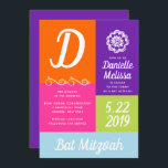 Bat Mitzvah Colour Block Invitation<br><div class="desc">This colourful invitation is trendy and fun,  featuring bright colours and playful script.  Personalise using the template form.  Access the advanced menus by selecting "customise further",  where you will be able to change the fonts and layout if desired.</div>