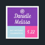 Bat Mitzvah Colour Block Personalised Napkins<br><div class="desc">Colourful and fun! Personalise using the template form.</div>