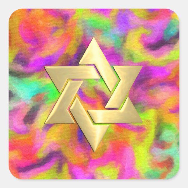 Bat Mitzvah Colourful Abstract Watercolor Any Colo Square Sticker (Front)