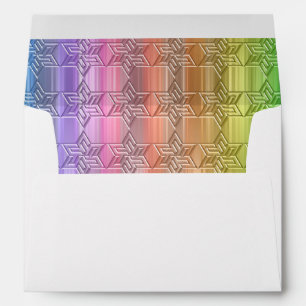 Bat Mitzvah Colourful Rainbow Star Damask Envelopes