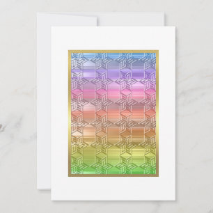 Bat Mitzvah Colourful Rainbow Star Damask Invitation