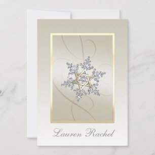 Bat Mitzvah Crystal Snowflake Star of David Invitation