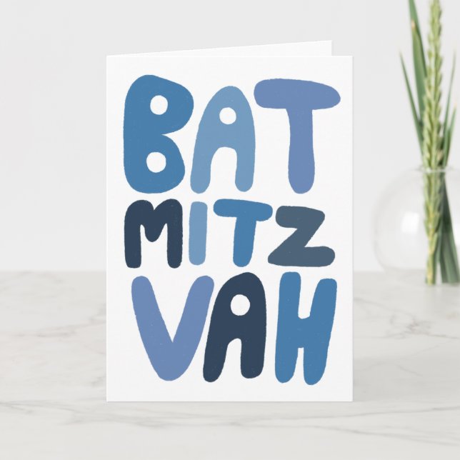 BAT MITZVAH Customisable Modern Bubble Letters  Card (Front)