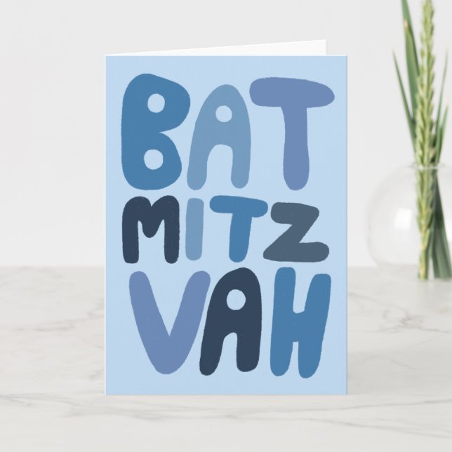 BAT MITZVAH Customisable Modern Bubble Letters  Card (Front)