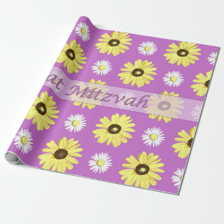 Bat Mitzvah Daisies Radiant Orchid Wrap Paper