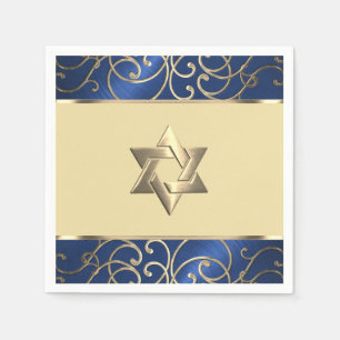 Bat Mitzvah Elegant Navy Blue and Gold Filigree Napkin
