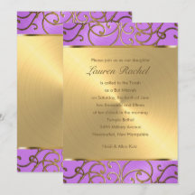 Bat Mitzvah Elegant Orchid Purple Gold Filigree