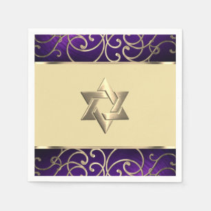 Bat Mitzvah Elegant Purple and Gold Filigree Napkin