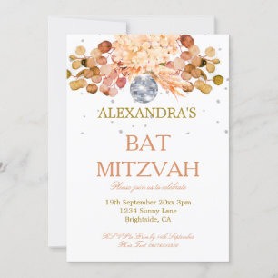 Bat Mitzvah Floral Disco  Invitation