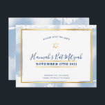 BAT MITZVAH gold blue watercolor save the date Invitation<br><div class="desc">by kat massard >>> kat@simplysweetPAPERIE.com <<< - - - - - - - - - - - - - - - - - - - - - - - - - - - - - - - - - - - - - - - - - - - - -...</div>