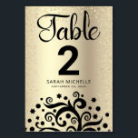 Bat Mitzvah Gold Foil Tree of Life Black Script Table Number<br><div class="desc">No Bat Mitzvah party is complete without personalised table number cards. Let your favourite Bat Mitzvah be proud, rejoice and celebrate her milestone at her perfectly coordinated party. This sophisticated, chic, stunning, abstract graphic black tree with sparkly Star of David and dot “leaves”, along with black calligraphy script, overlays a...</div>