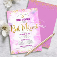 Bat Mitzvah Gold Glitter Pink Watercolor 2 Venue
