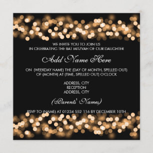 Bat Mitzvah Gold Hollywood Glam Invitation