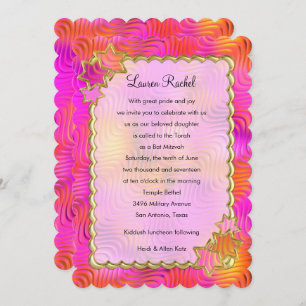 Bat Mitzvah "Gold" Scalloped Frame Design 6 Invitation