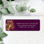 Bat Mitzvah Gold Tree Life Burgundy Return Address Label<br><div class="desc">Be proud, rejoice and showcase this milestone of your favourite Bat Mitzvah with this fun, sophisticated, personalised return address label! A stunning, graphic faux gold foil tree with sparkly pink, orange, and red Star of David and dot “leaves” overlays a rich purple burgundy background. Personalise the custom text with your...</div>