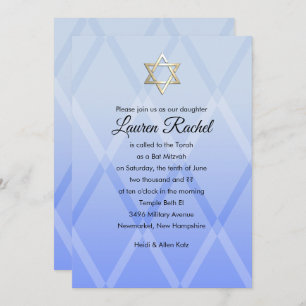 Bat Mitzvah Harlequin Blue Invitation