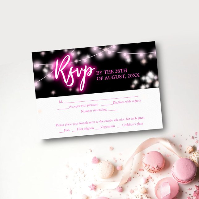 Bat Mitzvah Hot Pink Neon Themed RSVP Enclosure Card (Creator Uploaded)