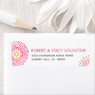 Bat Mitzvah Hot Pink Starburst Type Groovy Address Return Address Label