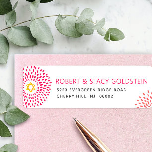 Bat Mitzvah Hot Pink Starburst Type Groovy Address Return Address Label