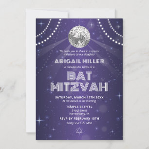Bat Mitzvah Invitation Glow Party Disco Ball