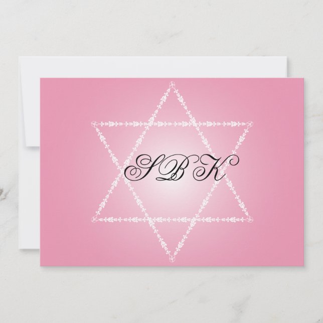 Bat Mitzvah Invitation Sydney Jewish Star Pink (Front)