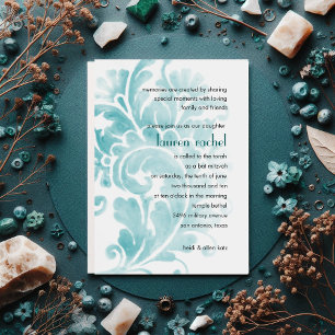 Bat Mitzvah Invitation Teal Plume