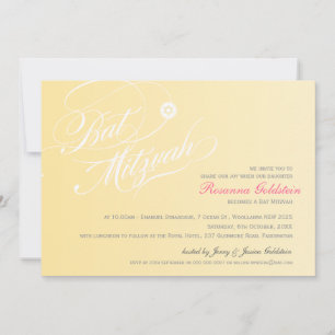 BAT MITZVAH INVITE stylish typography ombre yellow