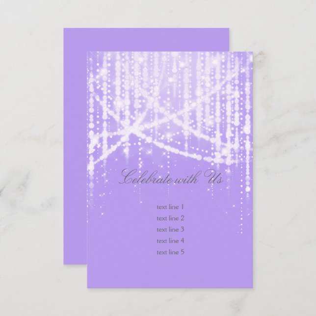 Bat Mitzvah Lavender Purple Sparkly Lights Invitation (Front/Back)