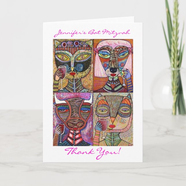 Bat Mitzvah - L'Chaim To Life! Thank You Card (Front)