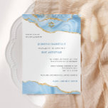Bat Mitzvah, Light Blue and Gold Glitter Agate  Invitation<br><div class="desc">This modern design features a beautiful agate border and your custom text.  Use the template form to add your text.  The advanced editing menus,  accessed by choosing "customise further",  will allow you to change the fonts,  colours and layout.</div>