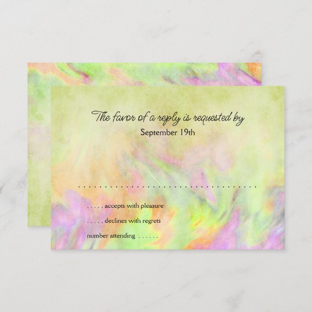 Bat Mitzvah Lime Green Tie Dye RSVP Card (Front/Back)