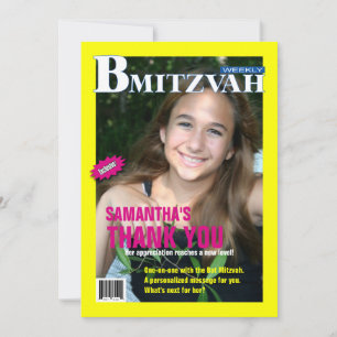 Bat Mitzvah Magazine Thank You Note Card